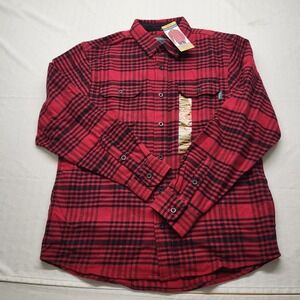 Woolrich Brawny Flannel Shirt Jacket Mens M Red Plaid Outdoor Work Lumberjack